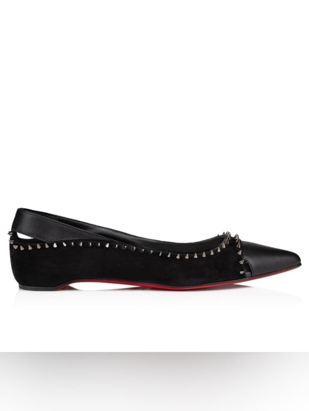 Christian Louboutin Black Studded Pointed Ballet Flat